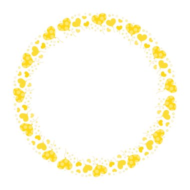 El çizimi kalp kenarlığı ve çerçeve beyaz arkaplan