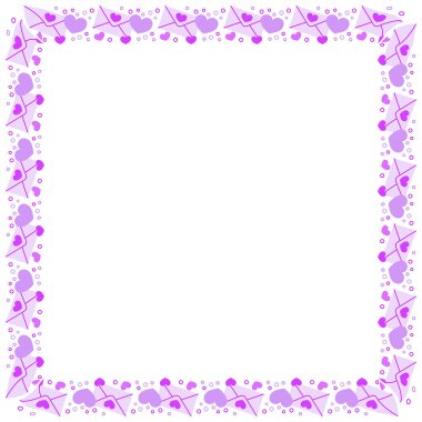 El çizimi kalp kenarlığı ve çerçeve beyaz arkaplan