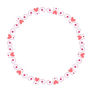 El çizimi kalp kenarlığı ve çerçeve beyaz arkaplan