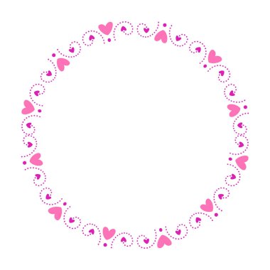 El çizimi kalp kenarlığı ve çerçeve beyaz arkaplan