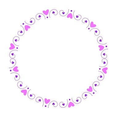 El çizimi kalp kenarlığı ve çerçeve beyaz arkaplan