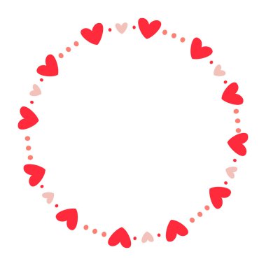 El çizimi kalp kenarlığı ve çerçeve beyaz arkaplan