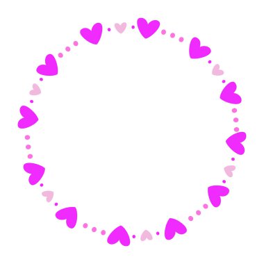 El çizimi kalp kenarlığı ve çerçeve beyaz arkaplan