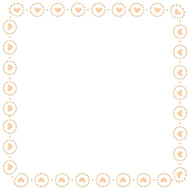 El çizimi kalp kenarlığı ve çerçeve beyaz arkaplan