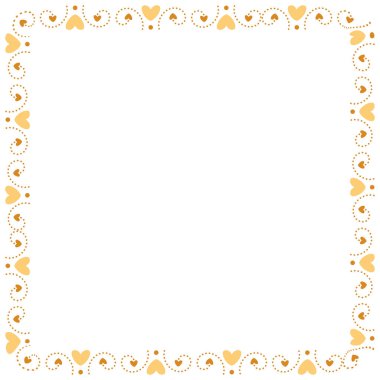 El çizimi kalp kenarlığı ve çerçeve beyaz arkaplan