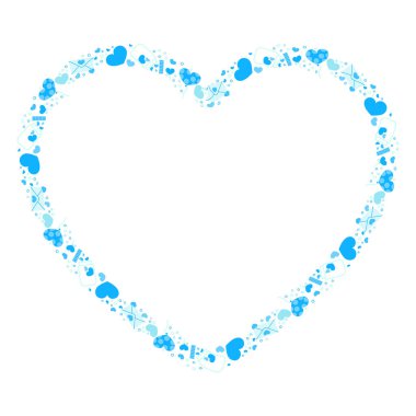 El çizimi kalp kenarlığı ve çerçeve beyaz arkaplan