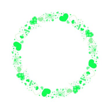 El çizimi kalp kenarlığı ve çerçeve beyaz arkaplan