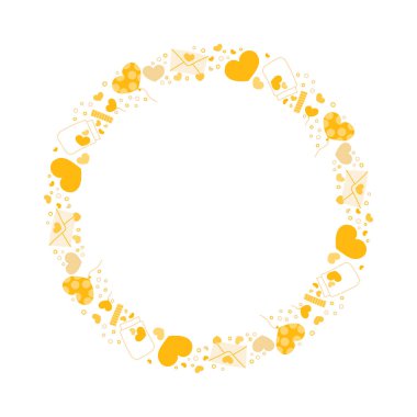 El çizimi kalp kenarlığı ve çerçeve beyaz arkaplan