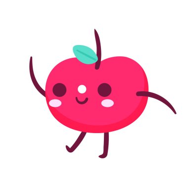 Beyaz üzerine elle çizilmiş elma çizgi filmi çizimi