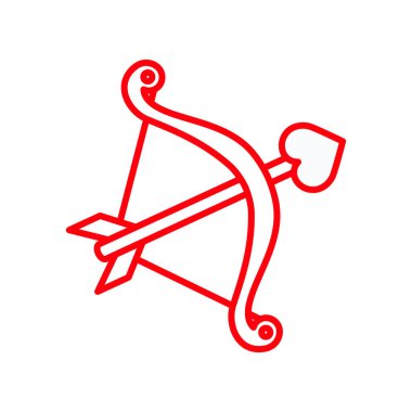 Eros 'un ok ve yayı düz bir şekilde kalp sembolü, beyaz arka planda izole.