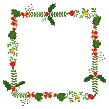 Beyaz üzerine el çizimi Noel çelengi çizimi