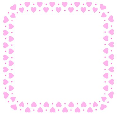 El çizimi kalp kenarlığı ve çerçeve beyaz arkaplan