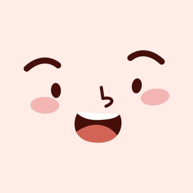El çizimi düz tasarım Kawaii yüzü