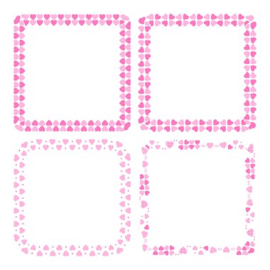El çizimi kalpler sınır ve çerçeve koleksiyonu