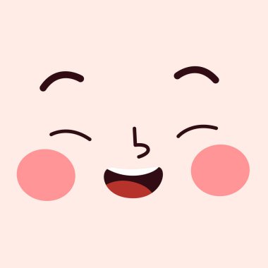 El çizimi düz tasarım Kawaii yüzü