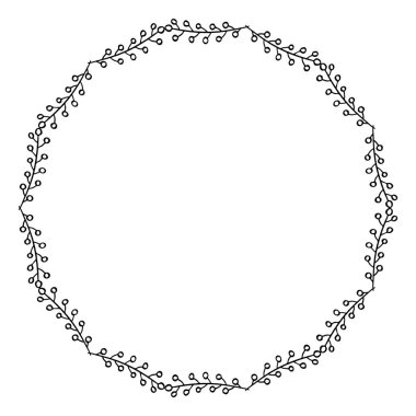 El çizimi çiçek çelengi, çelenk dairesi çiçek çerçevesi.