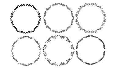 El çizimi çiçek çelengi, çelenk dairesi çiçek çerçevesi.