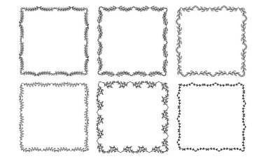 El çizimi çiçek çerçeve tasarımı koleksiyonu