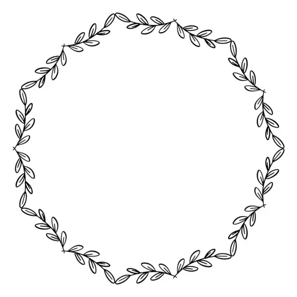 El çizimi çiçek çelengi, çelenk dairesi çiçek çerçevesi.