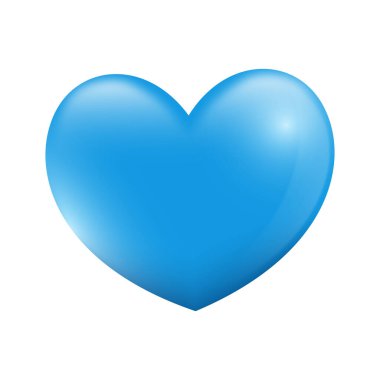 Beyaz arka planda büyük mavi bir kalp. Aşkın Sembolü