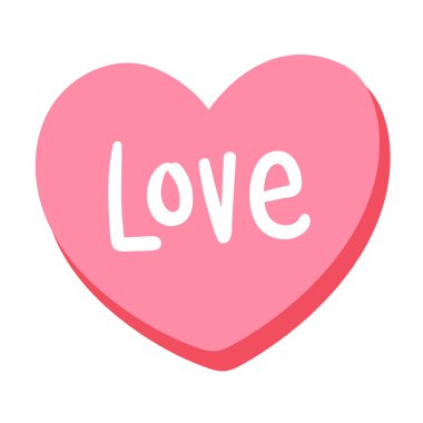 Beyaz arkaplanda izole edilmiş aşk yazısıyla dolu bir kalp.