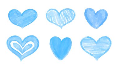 Watercolor hand drawn hearts collection