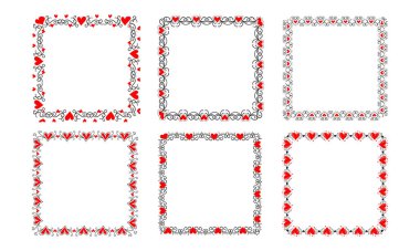 El çizimi kalpler sınır ve çerçeve tasarım koleksiyonu