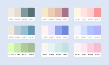 Pantone renk palet katalog örnekleri. Renk örnekleri. Soyut renk palet pankartı seti