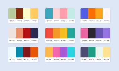 Pantone renk palet katalog örnekleri. Renk örnekleri. Soyut renk palet pankartı seti