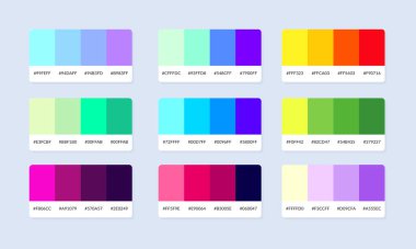 Pantone renk palet katalog örnekleri. Renk örnekleri. Soyut renk palet pankartı seti