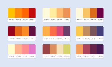 Pantone renk palet katalog örnekleri. Renk örnekleri. Soyut renk palet pankartı seti