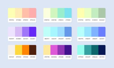 Pantone renk palet katalog örnekleri. Renk örnekleri. Soyut renk palet pankartı seti
