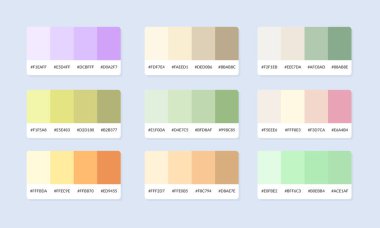 Pantone renk palet katalog örnekleri. Renk örnekleri. Soyut renk palet pankartı seti