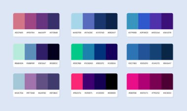Pantone renk palet katalog örnekleri. Renk örnekleri. Soyut renk palet pankartı seti