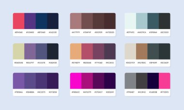 Pantone renk palet katalog örnekleri. Renk örnekleri. Soyut renk palet pankartı seti