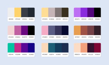 Pantone renk palet katalog örnekleri. Renk örnekleri. Soyut renk palet pankartı seti