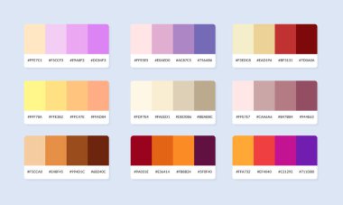 Pantone renk palet katalog örnekleri. Renk örnekleri. Soyut renk palet pankartı seti