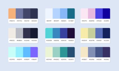 Pantone renk palet katalog örnekleri. Renk örnekleri. Soyut renk palet pankartı seti