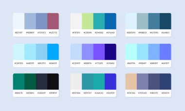 Pantone renk palet katalog örnekleri. Renk örnekleri. Soyut renk palet pankartı seti