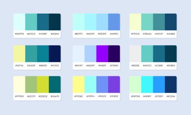 Pantone renk palet katalog örnekleri. Renk örnekleri. Soyut renk palet pankartı seti