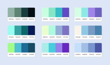 Pantone renk palet katalog örnekleri. Renk örnekleri. Soyut renk palet pankartı seti