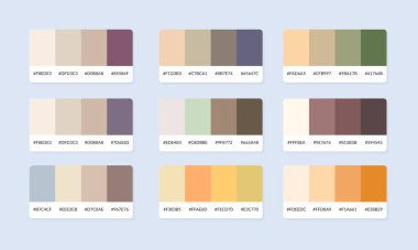 Pantone renk palet katalog örnekleri. Renk örnekleri. Soyut renk palet pankartı seti