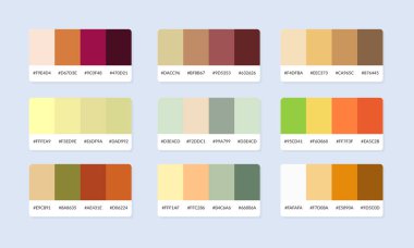 Pantone renk palet katalog örnekleri. Renk örnekleri. Soyut renk palet pankartı seti