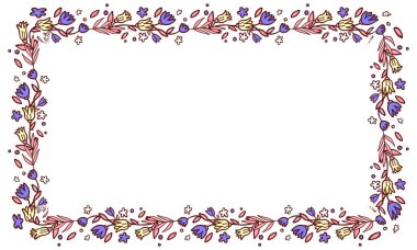 El çizimi çiçek çelengi, çiçek desenleri.