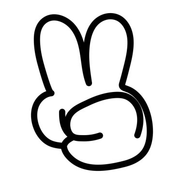 İki parmak yukarı El çizimi beyaz arkaplanda izole edilmiş el çizimi