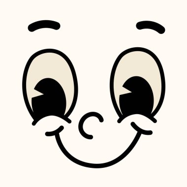 El çizimi düz tasarım Kawaii yüzü