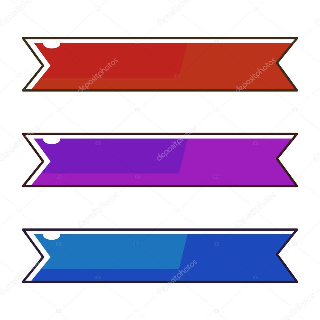 Ribbon element set design on white background