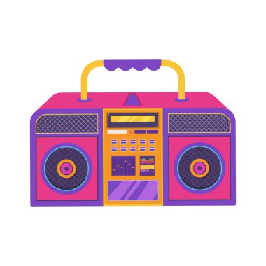 90 'ların pop sanat tarzı radyosu beyaz arkaplanda