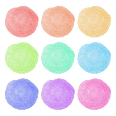 Soyut parlak suluboya lekesi izole edilmiş suluboya el çizimi seti