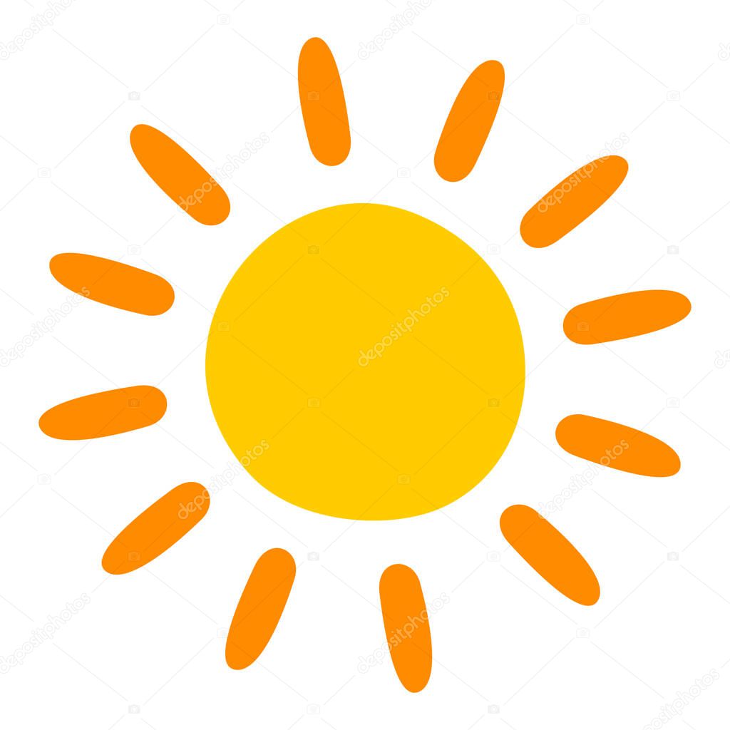 Hand draw cute sun illustration on a white